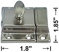 QCAA Oval Turn Cabinet Latch, for Cupboard & Other Furniture, Small, Satin Nickel, 2 Pack, Made in