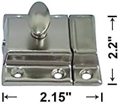 QCAA Oval Turn Cabinet Latch, for Cupboard & Other Furniture, Large, Satin Nickel, 2 Pack, Made in