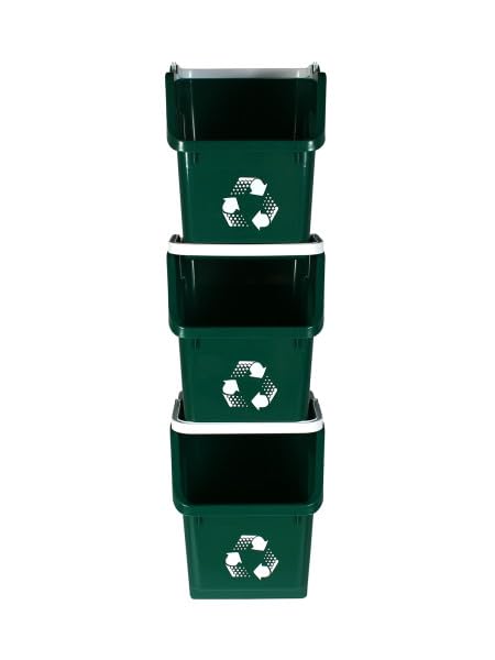 6 Gallon Stackable Recycling Bins for Homes, Garages, Offices Made of 100% Recycled Plastic