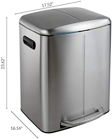 happimess HPM1005A Marco Rectangular 10.5-Gallon Double Bucket Trash Can with Soft-Close Lid