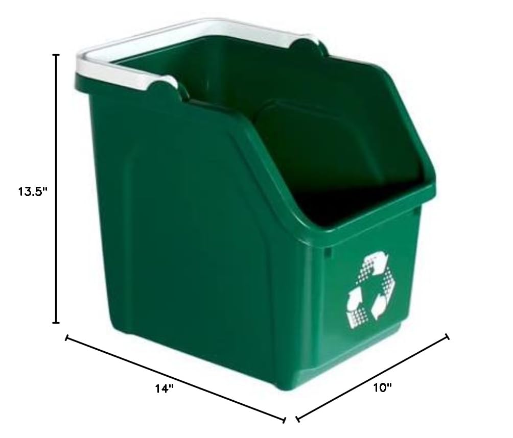 6 Gallon Stackable Recycling Bins for Homes, Garages, Offices Made of 100% Recycled Plastic