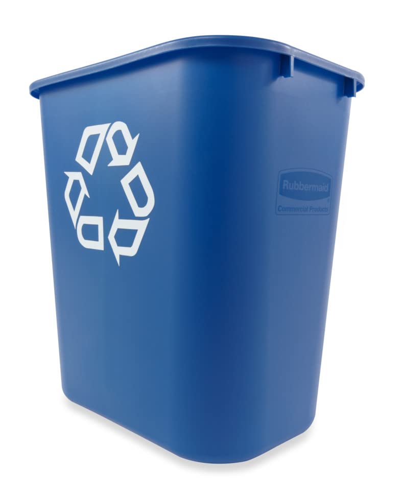 Rubbermaid Commercial Products Deskside Recycling Can, 7-Gallon/28-Quart, Blue Recycling Symbol