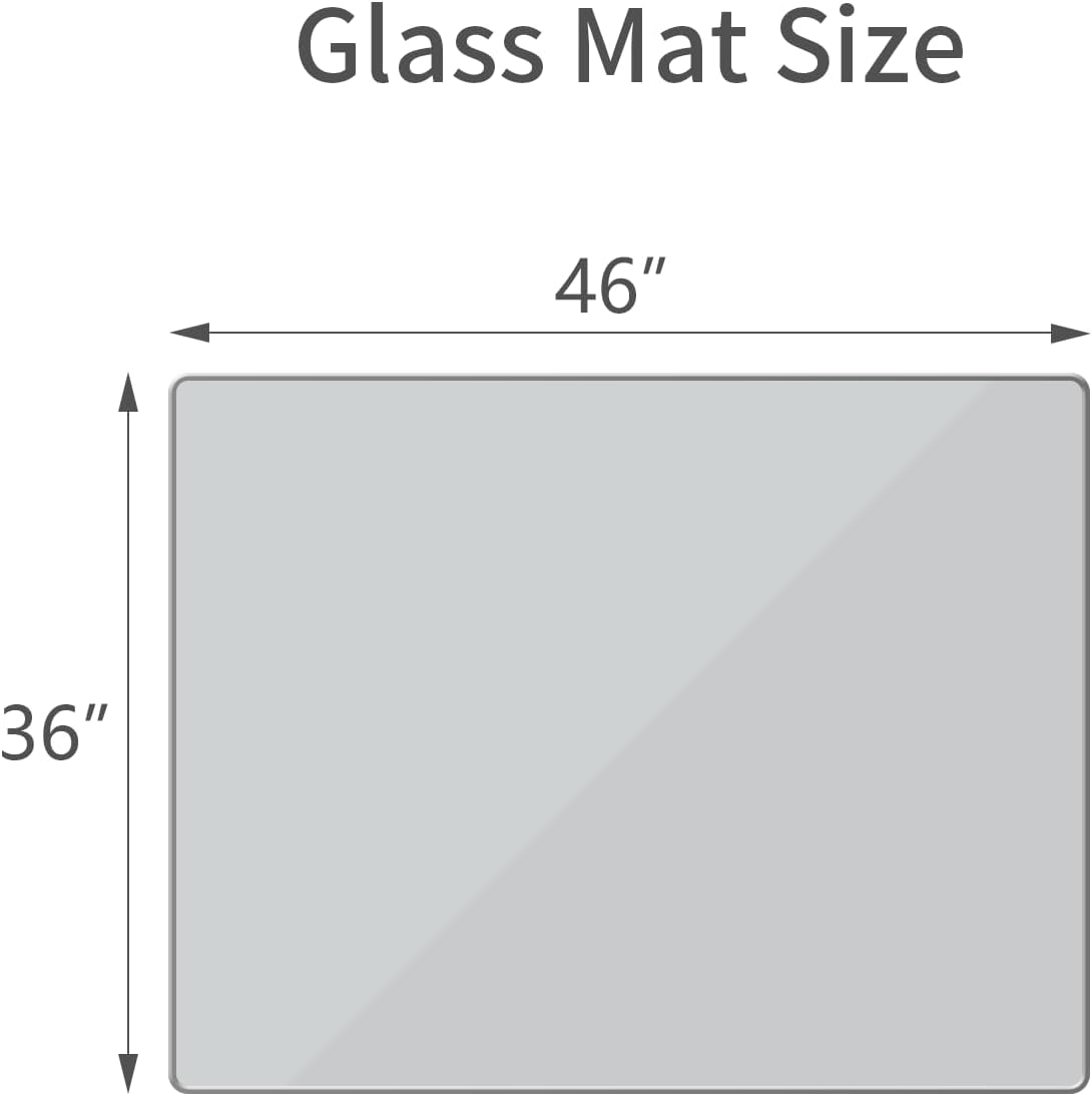 Tempered Glass Floor Mat for Office Chair, 36" x 46" Heavy Duty Hard Office Chair Mat, for Carpeted