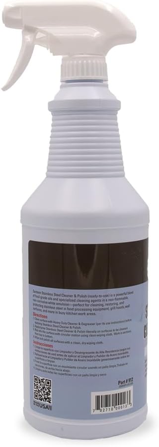 Santeen Stainless Steel Cleaner & Polish, 6-Pack, 32oz Bottle with Trigger Sprayer, Professional