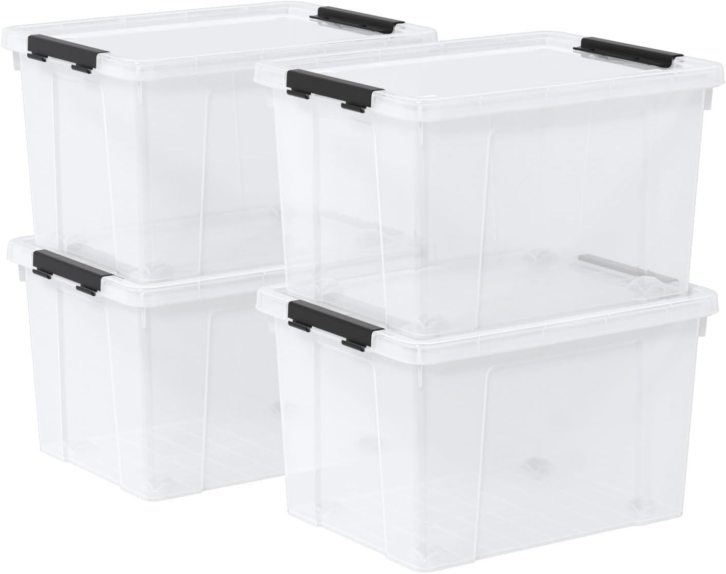 4 Pack 22 Quart Latch Box, Clear Home Organization Containers Bin with Lid, Buckle Up Storage Box