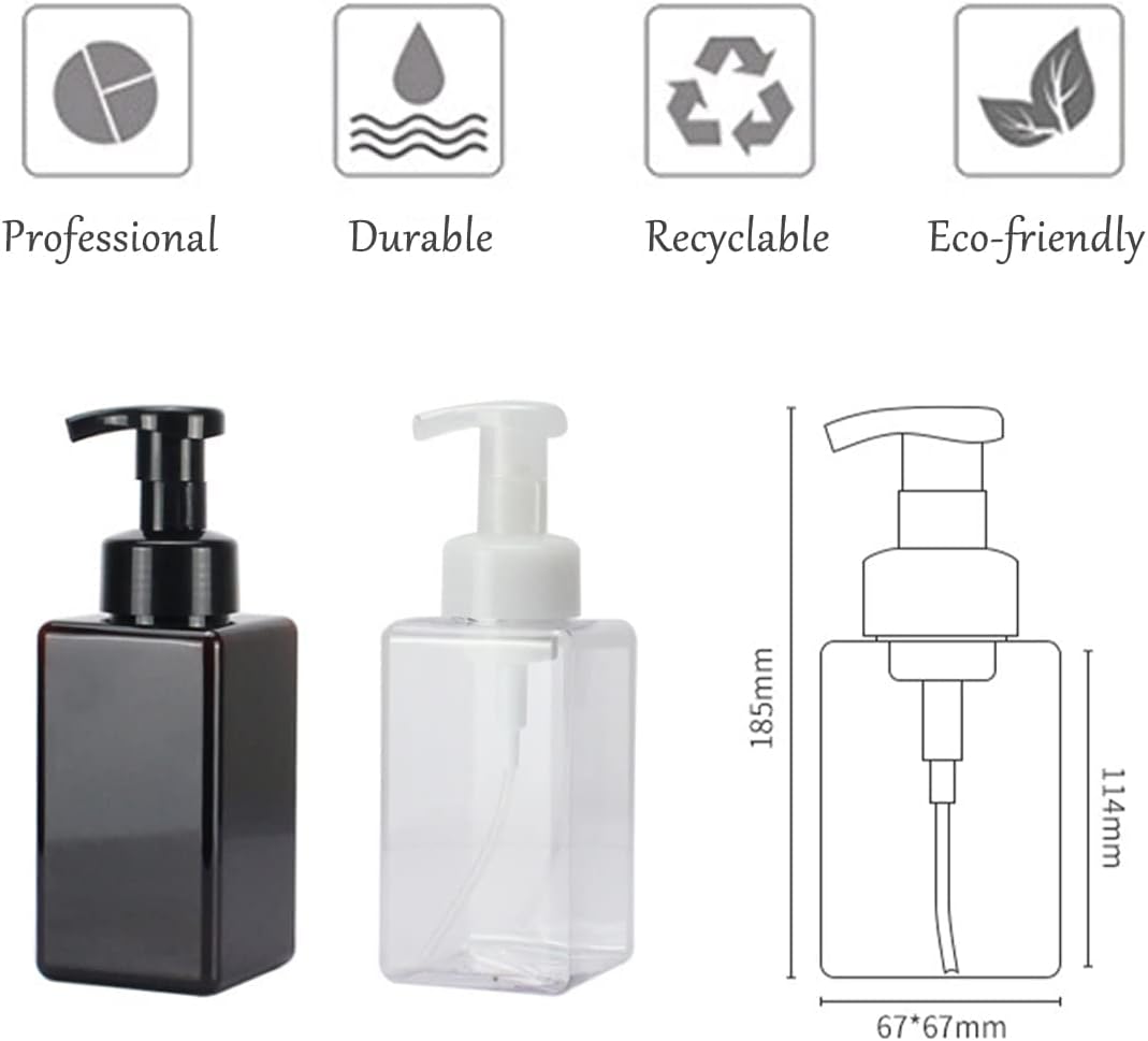 Foaming Soap Dispenser, 450ml(16oz) Refillable Modern Square Pump Bottle for Shampoo, Body Wash