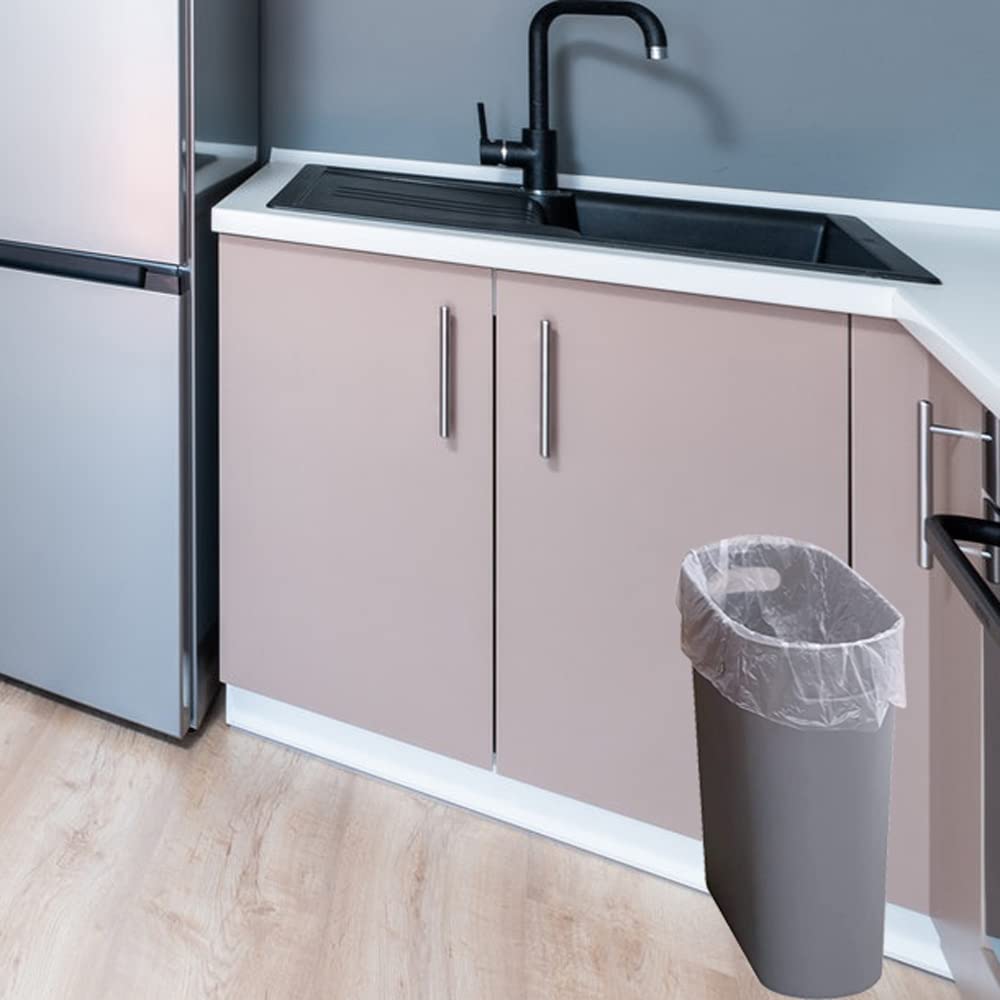 Small Trash Can Plastic Bathroom Wastebasket 3.2 Gallon Slim Garbage Container Bin with Handle for