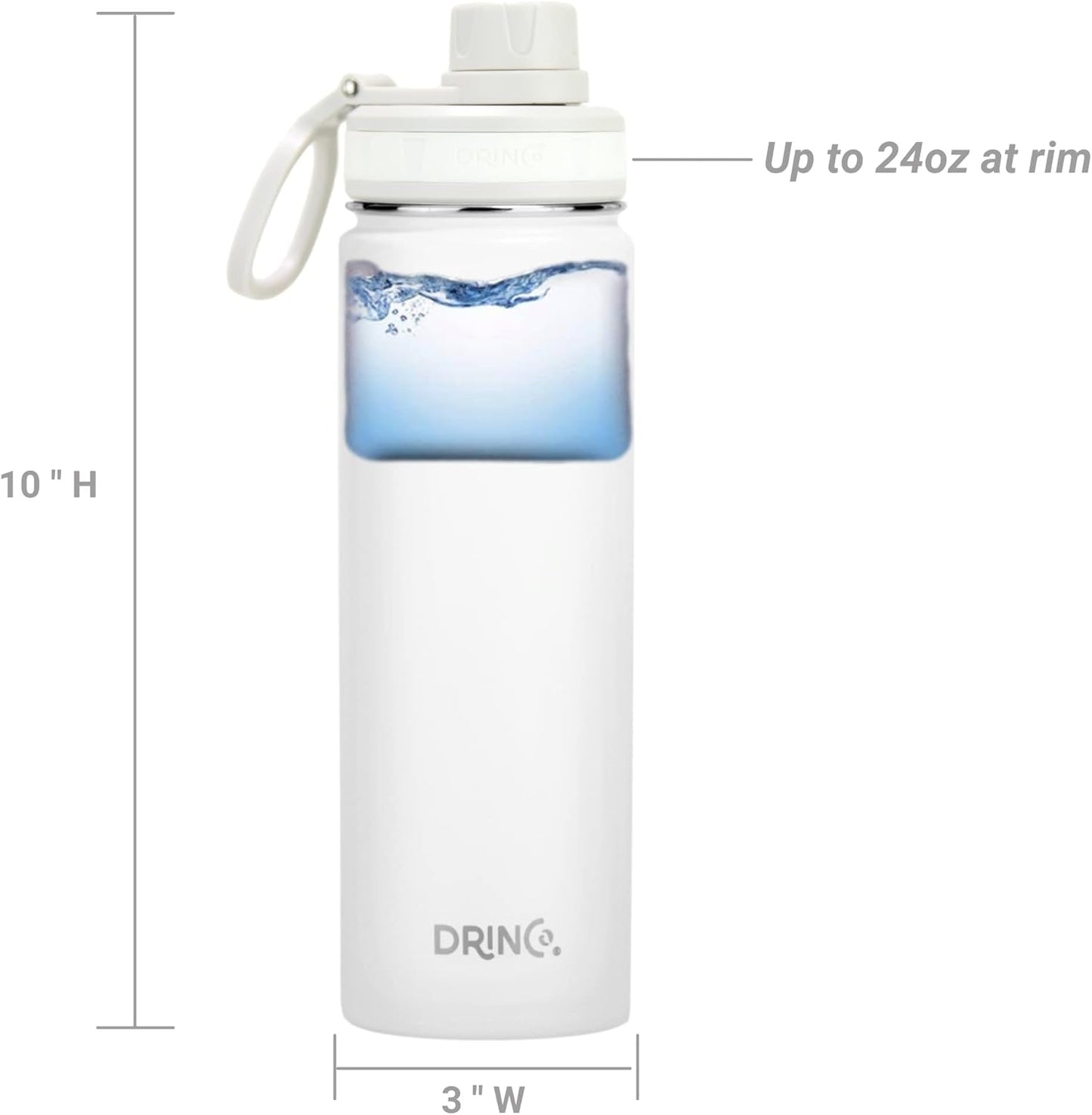 DRINCO Stainless Steel Water Bottle Spout Lid Vacuum Insulated Double Wall Water Bottle Wide Mouth