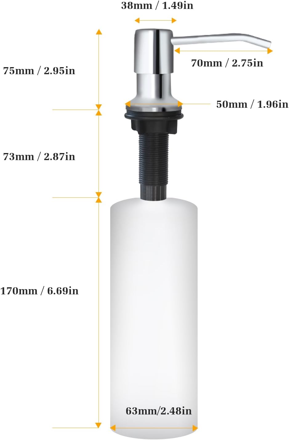 Soap Dispenser for Kitchen Sink, Built in Sink Soap Dispenser Lotion Dispenser with 17 OZ Bottle