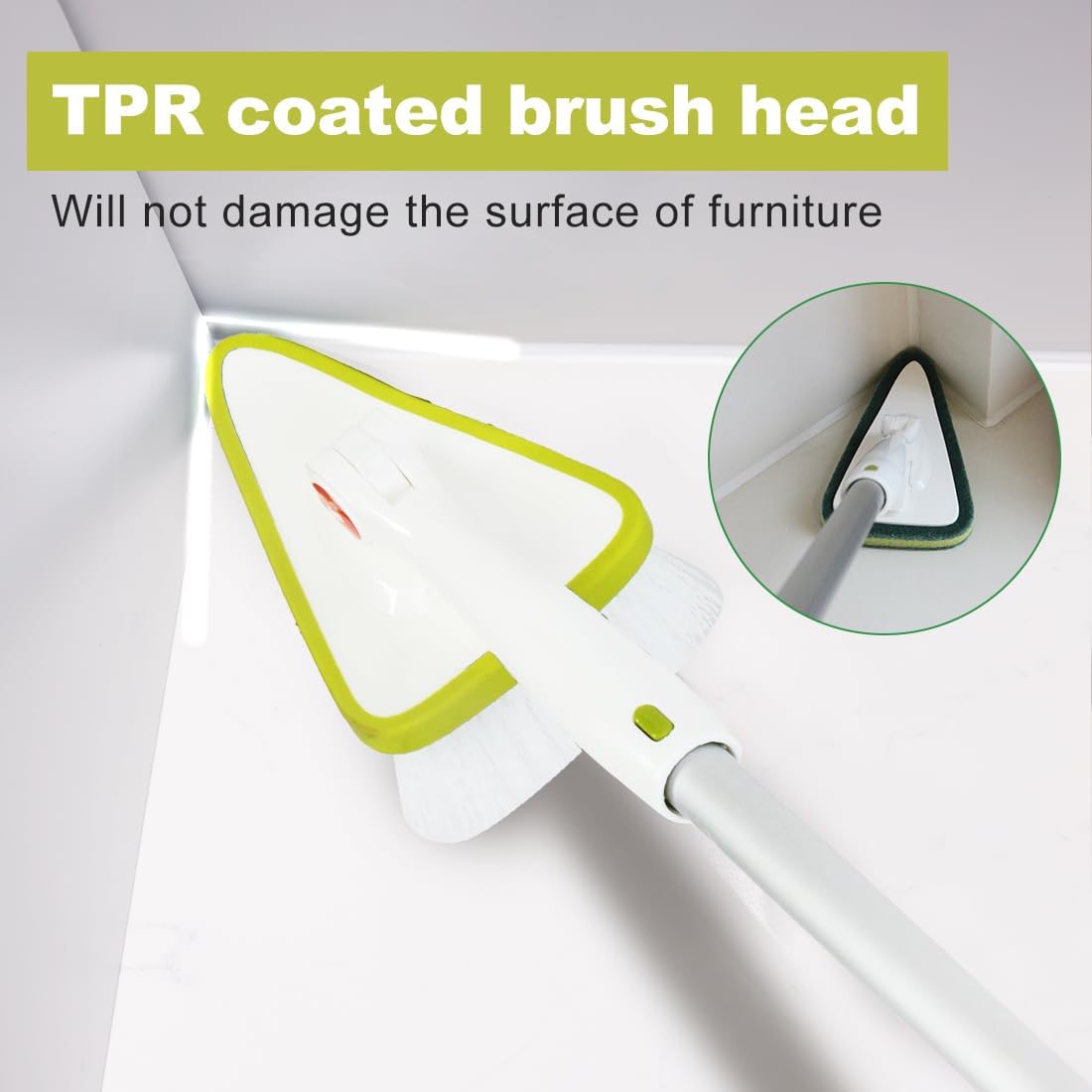 CQT 2 in 1 Bathroom Cleaning Brush with 48" Extendable Long Handle Detachable Scrub Brush with 2