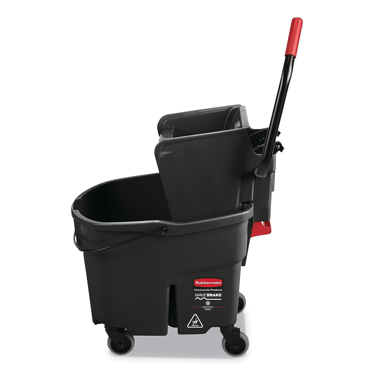 Rubbermaid Commercial Products WaveBrake 35 QT Side-Press Mop Bucket and Wringer Combo on Wheels