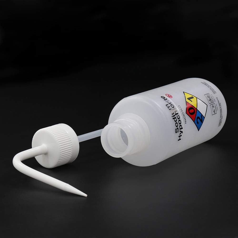 2pcs of Self-Venting Safety Wash Bottles, Vol.500ml 17oz, Sodium Hypochlorite Wash Bottle, LDPE