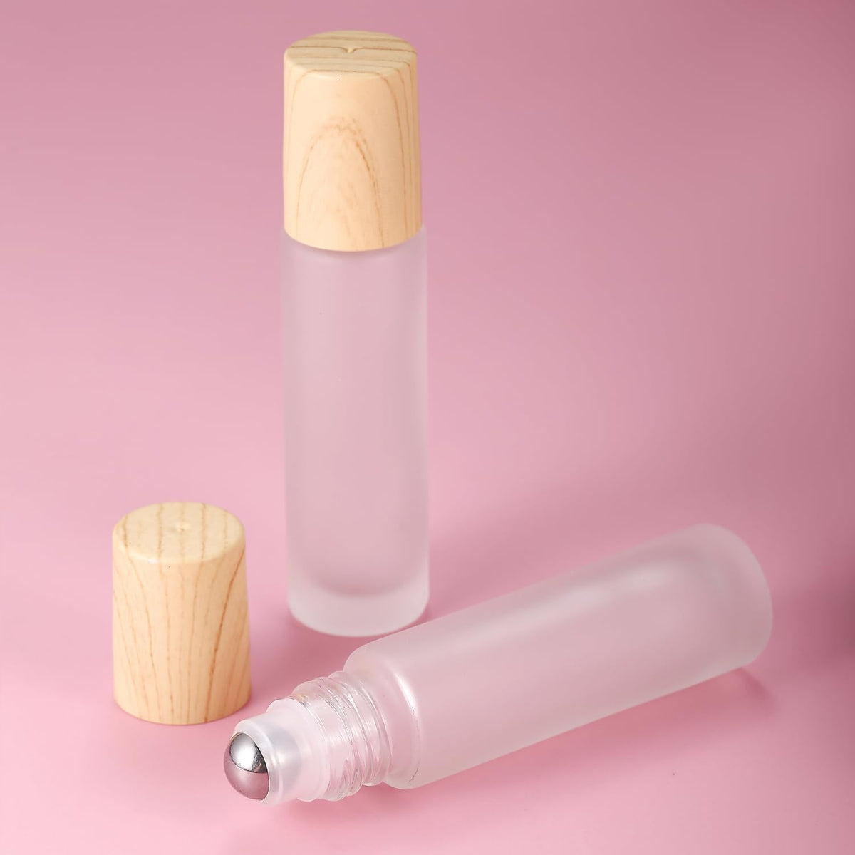 12 Pack Essential Oil Roller Bottles,10ml Empty Frosted Glass Roller Bottles with Stainless Steel
