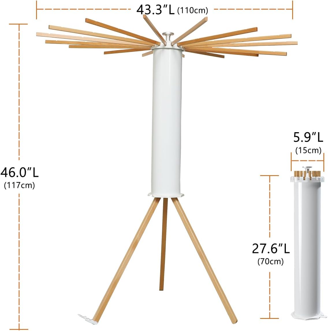 Cylinder Tripod Clothes Drying Rack - 16 Expandable Rods | Standing Octopus Drying Rack Clothing |