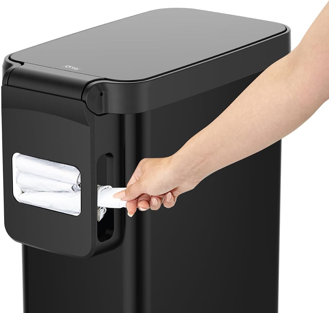 Glad Slim Trash Can with Clorox Odor Protection - Narrow Kitchen Garbage Bin with Soft Close Lid
