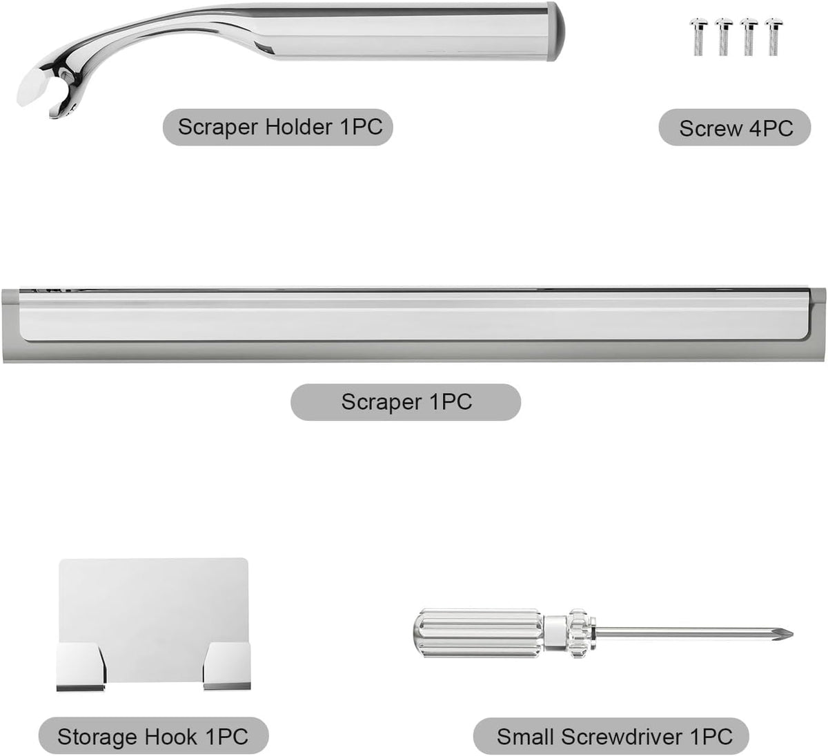 Shower Squeegee for Glass Doors, Stainless Steel Shower Squeegee for Bathroom, Window and Tiles
