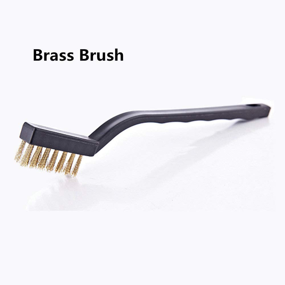 12PCS Mini Wire Brushes, Stainless Steel & Brass Brush Set, Curved Handle Scratch Brush for
