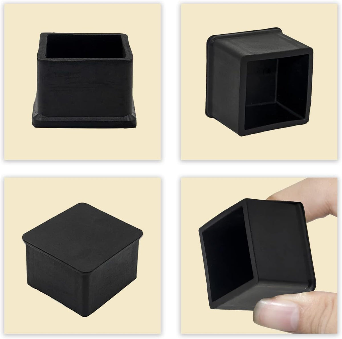 Flyshop 20PCS Non-Slip Rubber Leg Tips Floor Protectors Square Chair Leg Caps, 30mm x 30mm, 1-3/16"