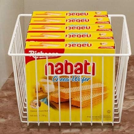 Slideep 11'' Farmhouse Freezer Food Storage Organizer Baskets Modern Refrigerator Metal Wire Basket