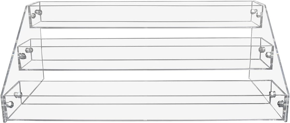 PMMASTO Widen Tiered Spice Rack, Seasoning Organizer, Clear Acrylic Vertical Shelves Can Organizer