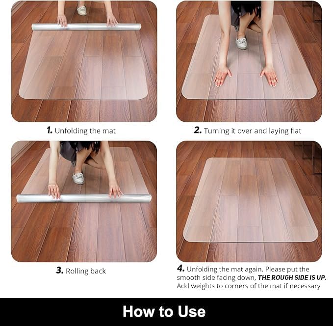Kuyal Office Chair Mat for Hardwood Floor, 46'' x72'' Rectangle Transparent Desk Thick Durable