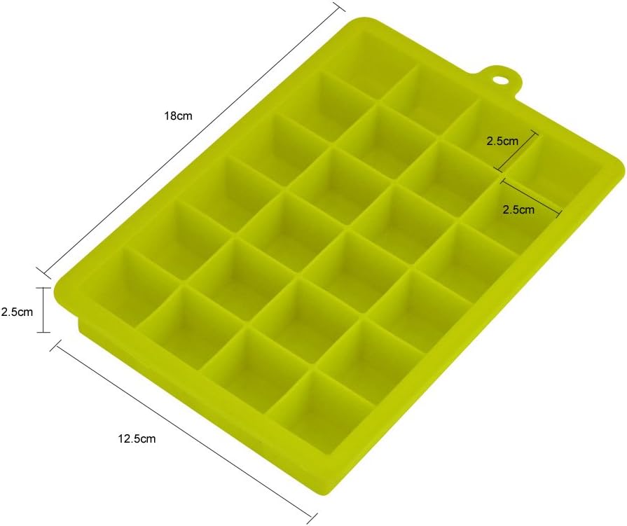 Ice Cube Tray, Silicone Square Ice Trays Easy Release Stackable Ice Cube Mold with Removable Lid