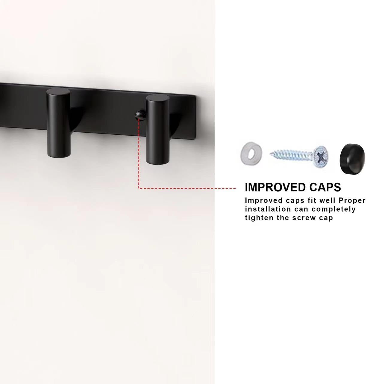 PMMASTO Coat Rack Wall Mounted, 5 "T Shaped Wall Hooks for Hanging, Heavy Duty Stainless Steel Coat