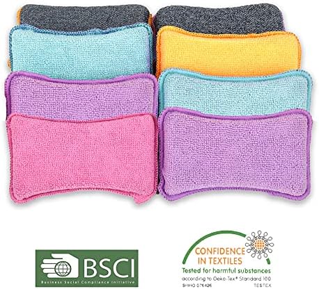 UPSTAR Dish Sponges Kitchen, Microfiber Cleaning Scrubber for Dishwashing, Sink, Basin and