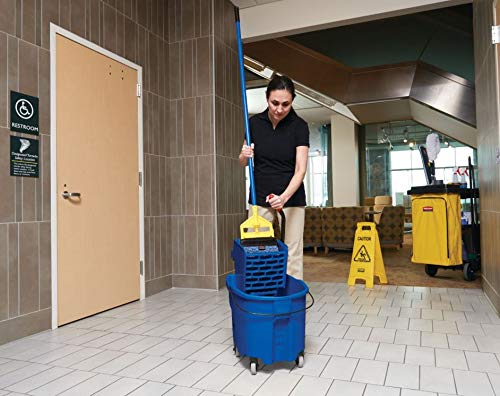 Rubbermaid Commercial Products WaveBrake 35 QT Side-Press Mop Bucket and Wringer Combo on Wheels