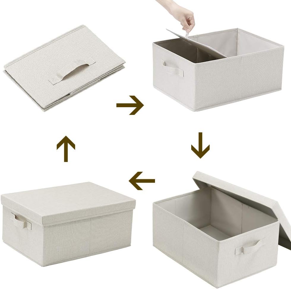 HOONEX Foldable Storage Bins with Lids, 2 Pack, Storage Boxes with Carrying Handles and Sturdy
