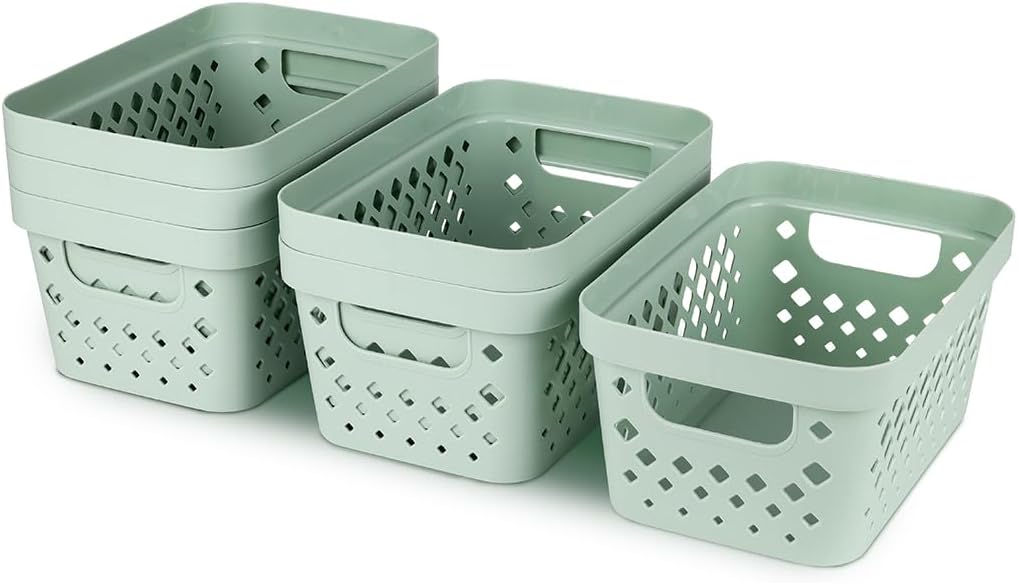Glad Plastic Baskets for Organizing, Set of 6 | Pantry Storage for Under Counter, Linen Closet, and