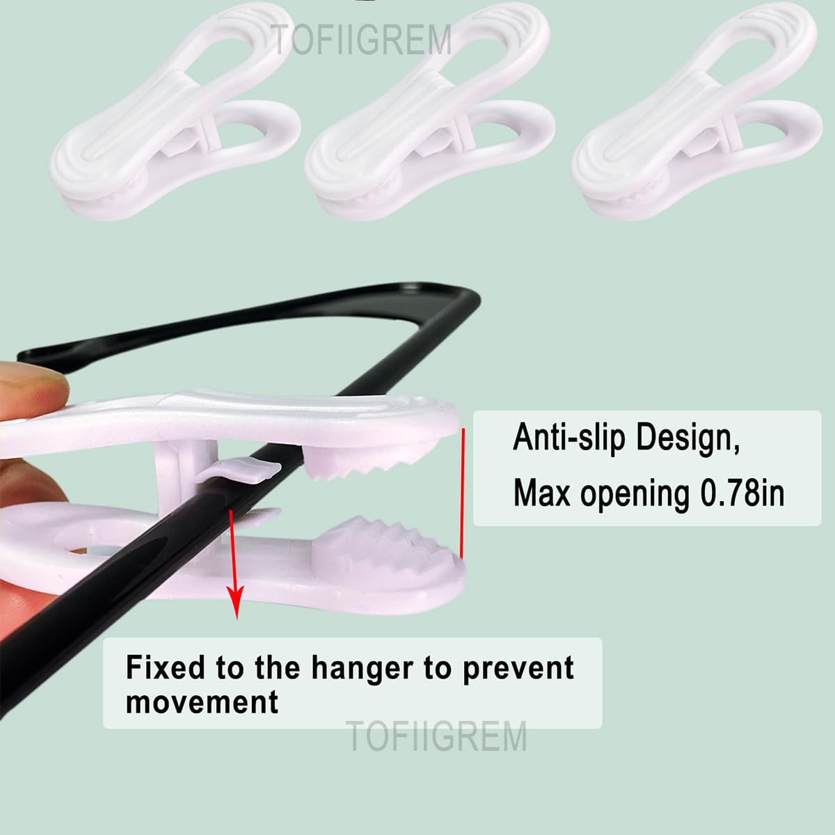 White Hanger Clips 60 Pack, Multi-Purpose Plastic Hangers Clips Perfect for Plastic Velvet Hangers