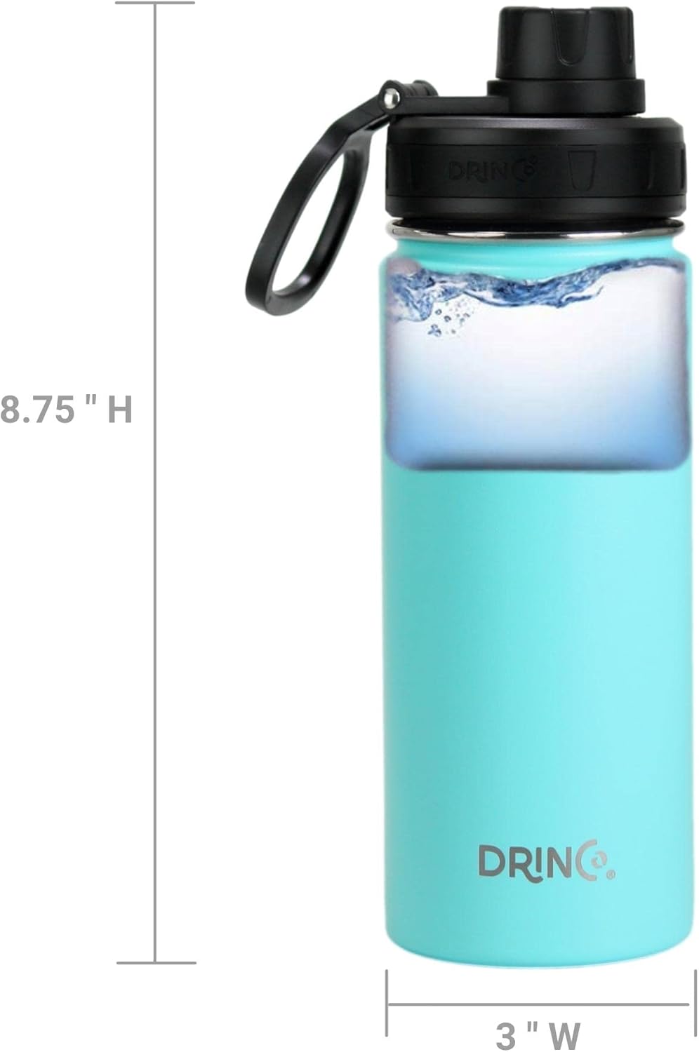 DRINCO Stainless Steel Water Bottle Spout Lid Vacuum Insulated Double Wall Water Bottle Wide Mouth