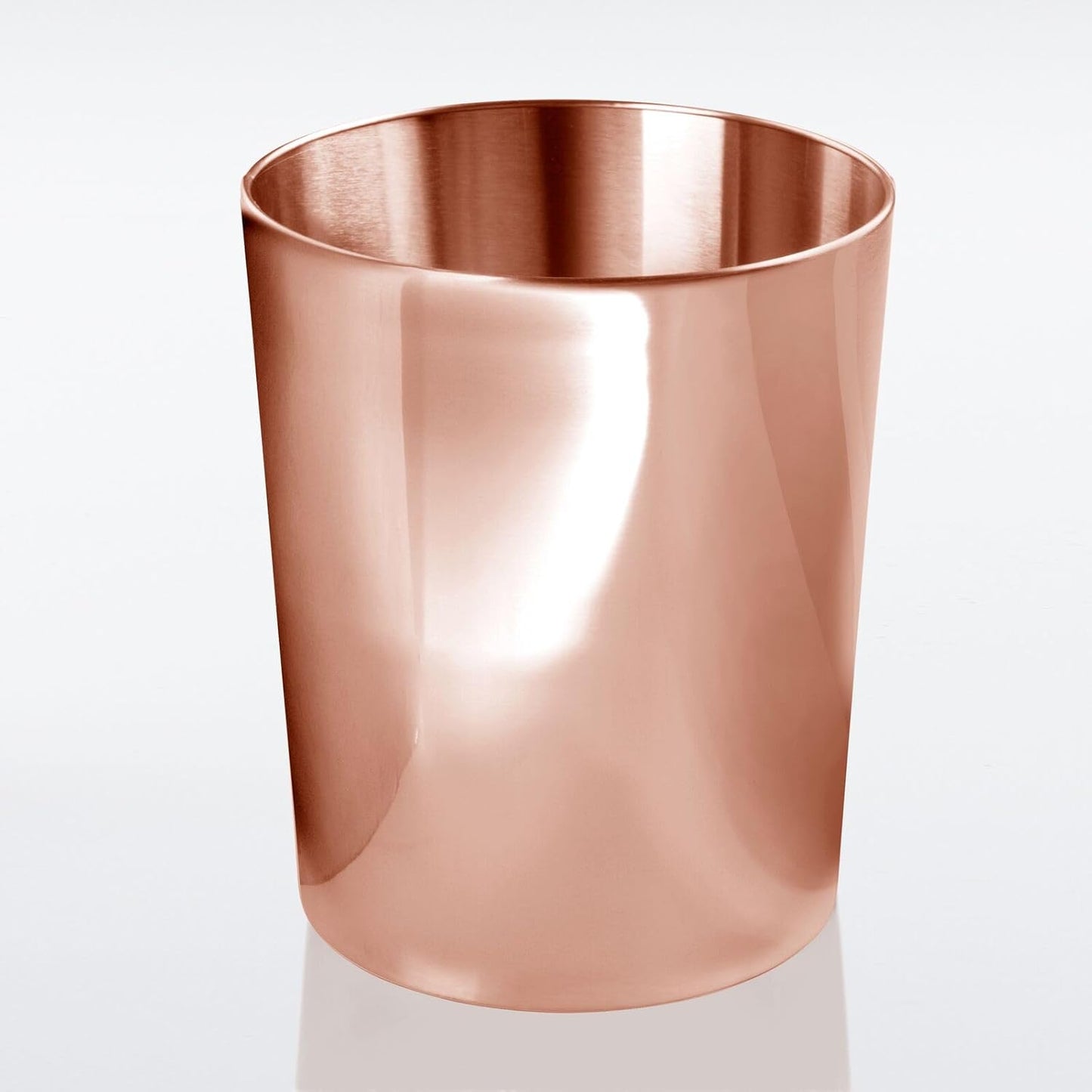 mDesign Round Metal Small 1.7 Gallon Recycle Trash Can Wastebasket, Garbage Container Bin for