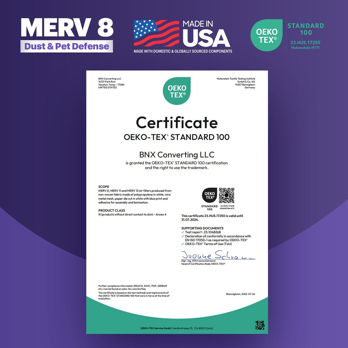 BNX TruFilter 14x18x1 Air Filter MERV 8 (6-Pack) - MADE IN USA – Dust & Pet Defense Electrostatic