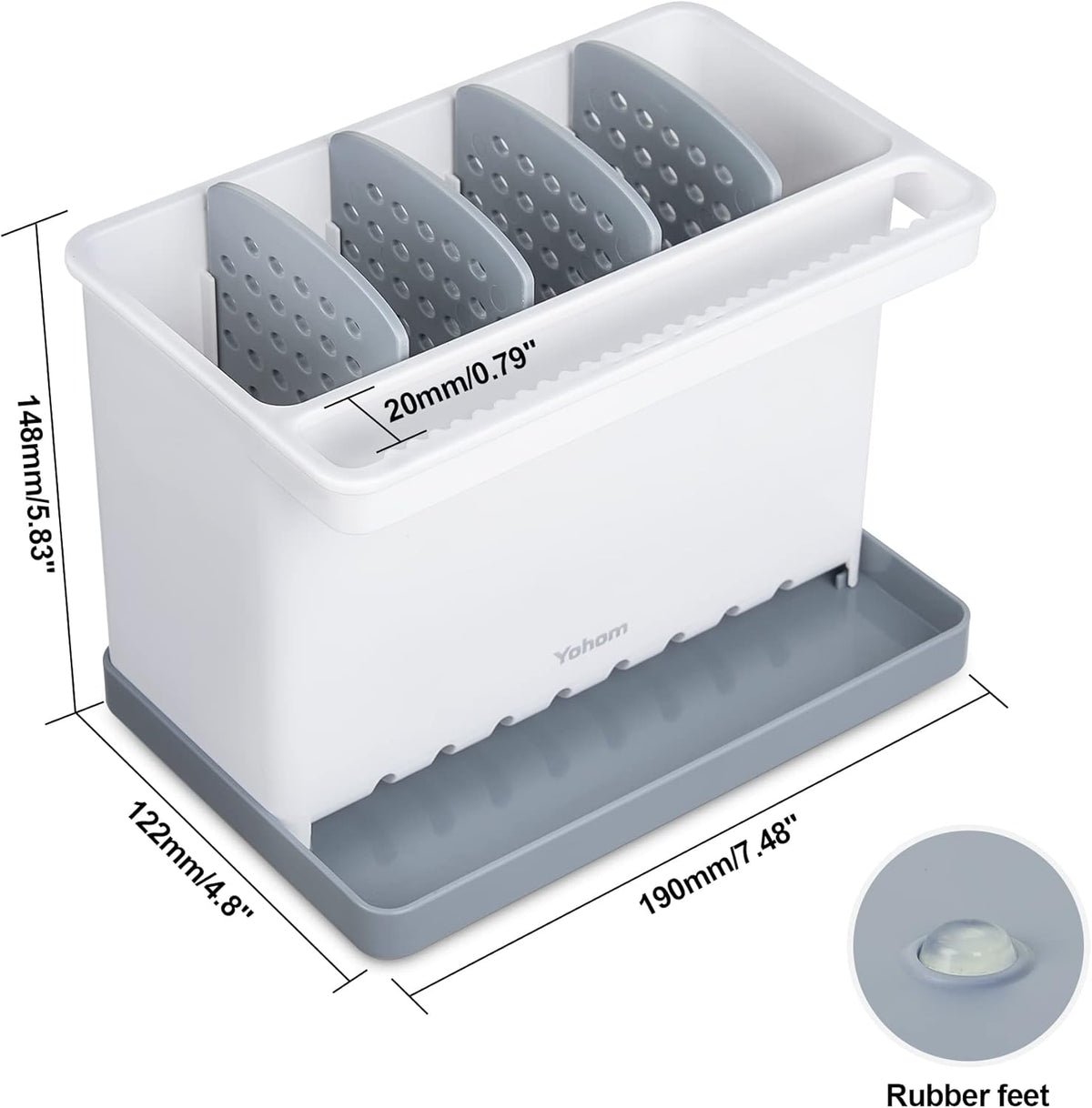 YOHOM Sink Brush Holder for Kitchen Sink Sponge Caddy Countertop Organizer Plastic Dish Scrubber