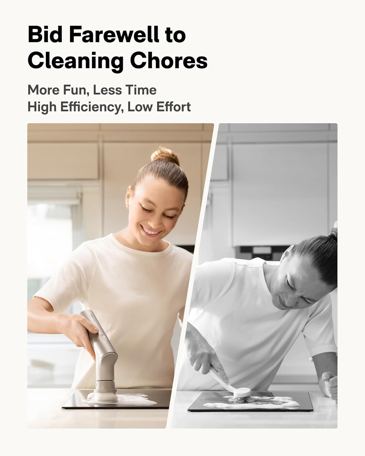 HOTO Handheld Short-Handle Electric Spin Scrubber, IPX7 Waterproof Cordless Scrubber Brush