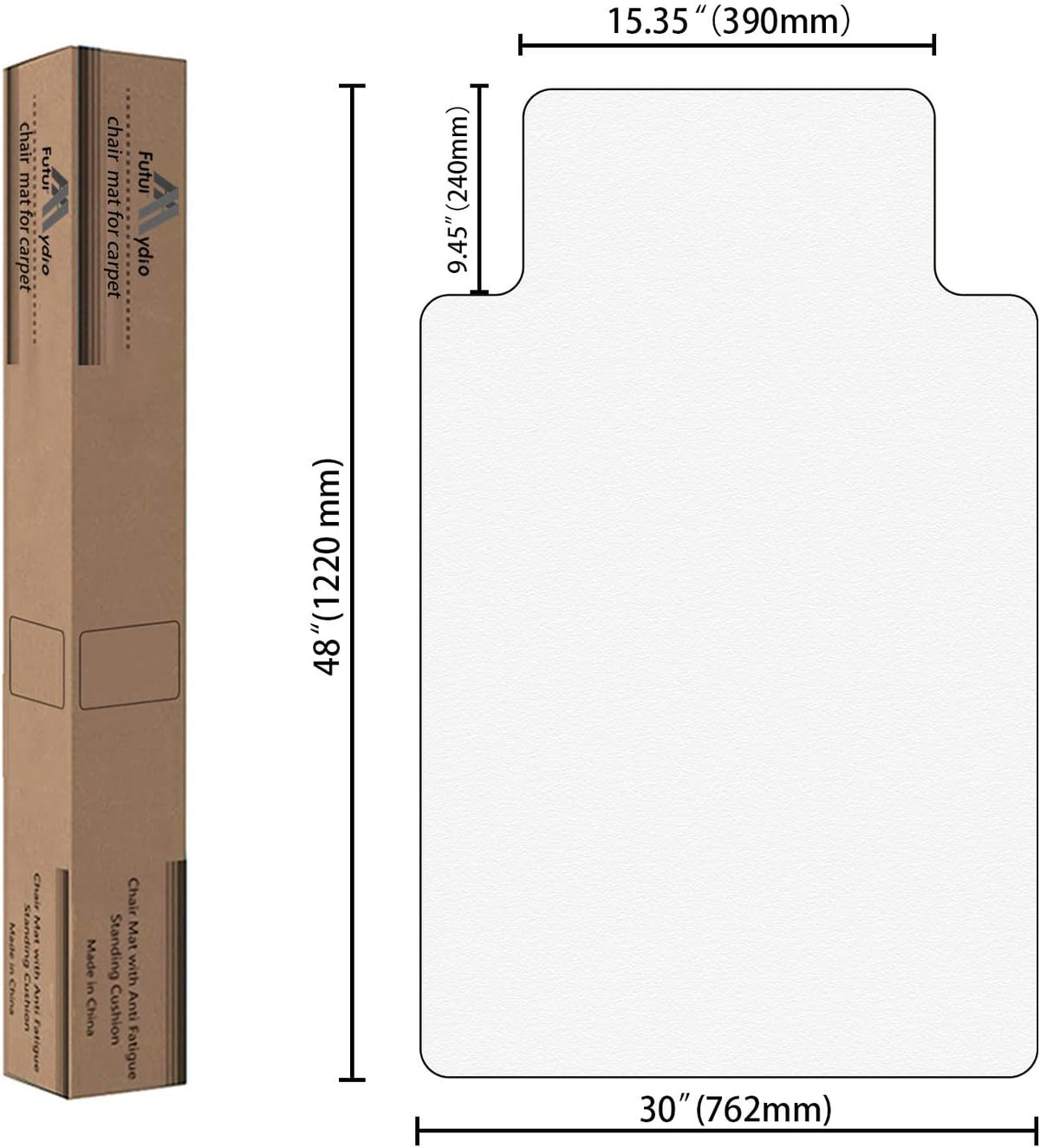 FuturHydro Chair Mat for Hardwood Floor, 30" x 48" Clear Anti-Slip Computer Desk Chair Floor Mat