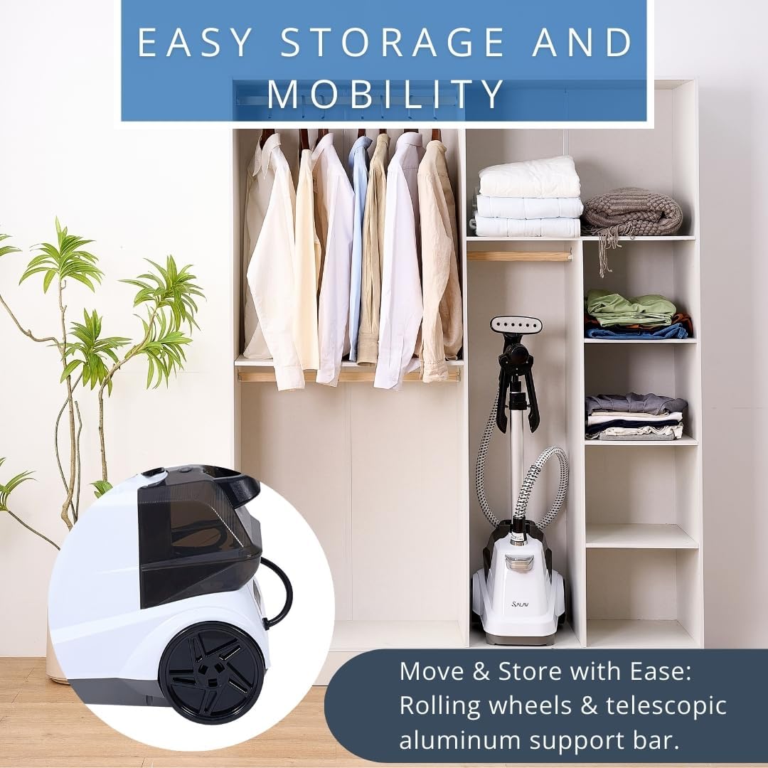 SALAV Commercial-Grade Standing Garment Steamer for Clothes with Auto-Off Safety 1800W Powerful