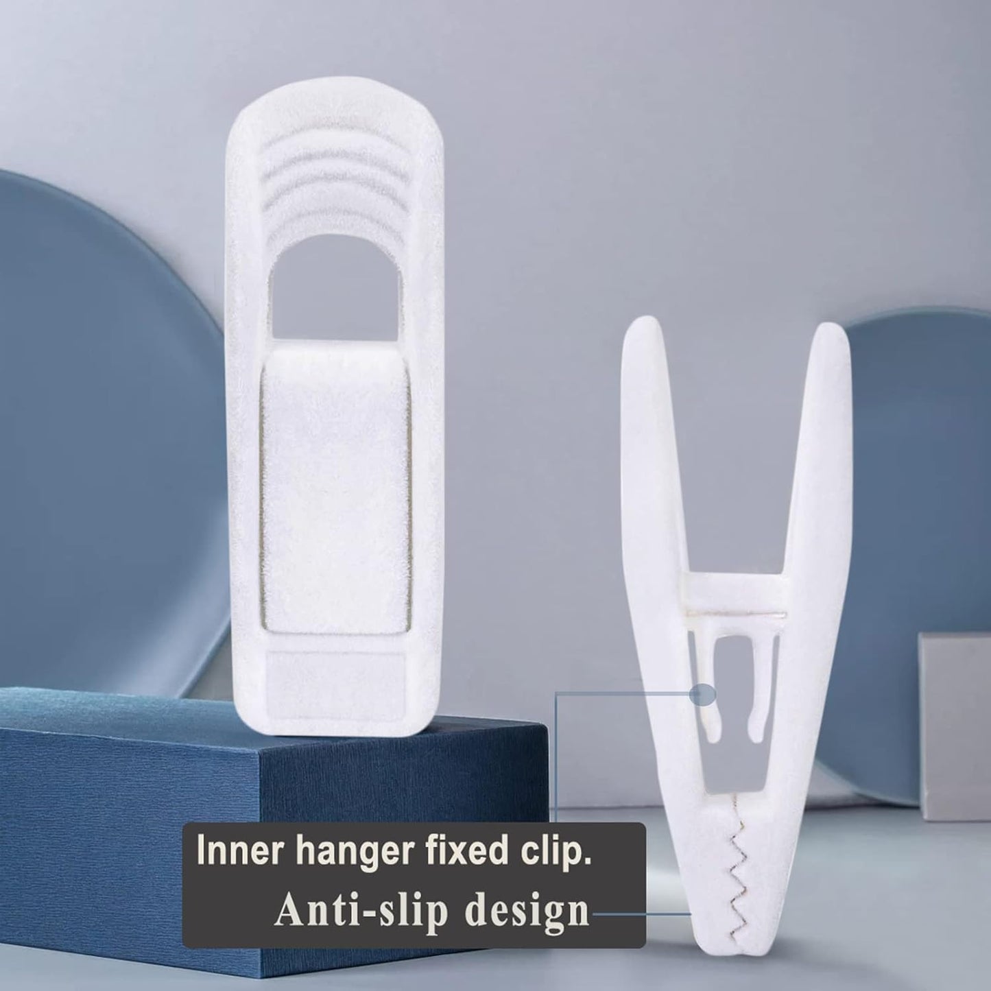 White Velvet Hangers Clips 40 PCS, Pants Hangers Velvet Clips Easily Add to Velvet Hanger, Skirt