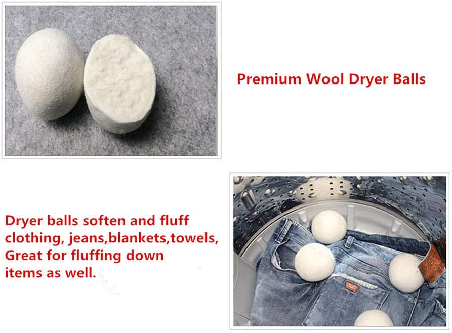 Wool Dryer Balls 6 Pack - XL Premium Reusable Dryer Balls Replace Laundry Drying Natural Fabric