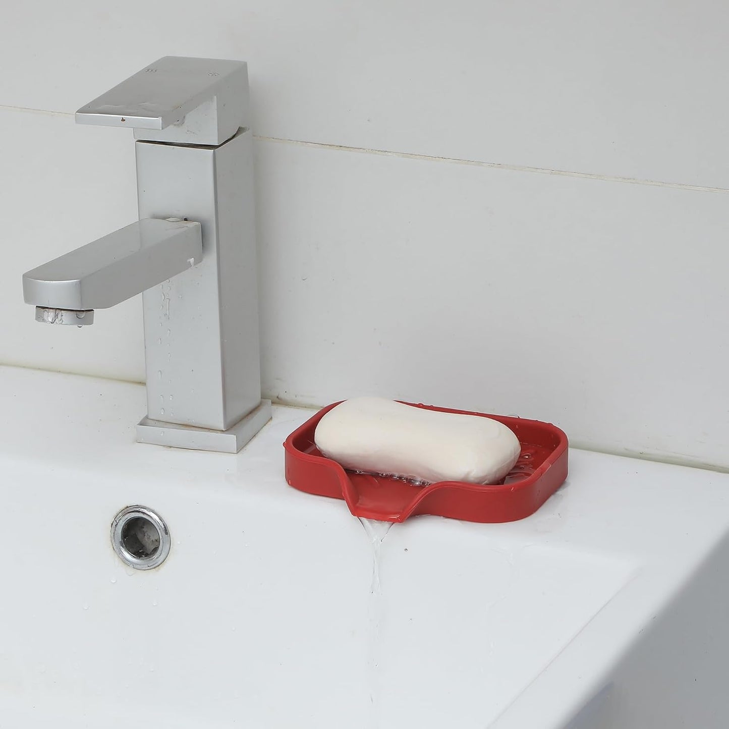 Silicone Bathroom Soap Dishes with Drain Spout-Bathroom and Kitchen Sink Organizer,Sponge