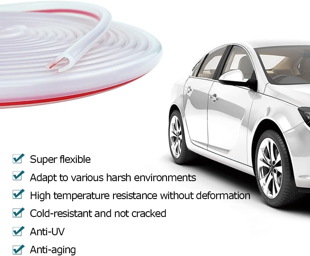 Clear Rubber Edge Trim, U Channel Rubber Seal Strip with Self-Adhesive Tape, Metal Edge Protector