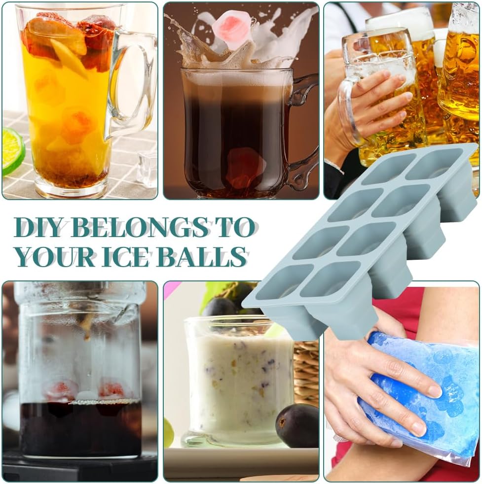 Foldable Ice Cube Trays, 2 Pack Folding Ice Cubes Maker Molds with Lid for Freezer, Easy-Release