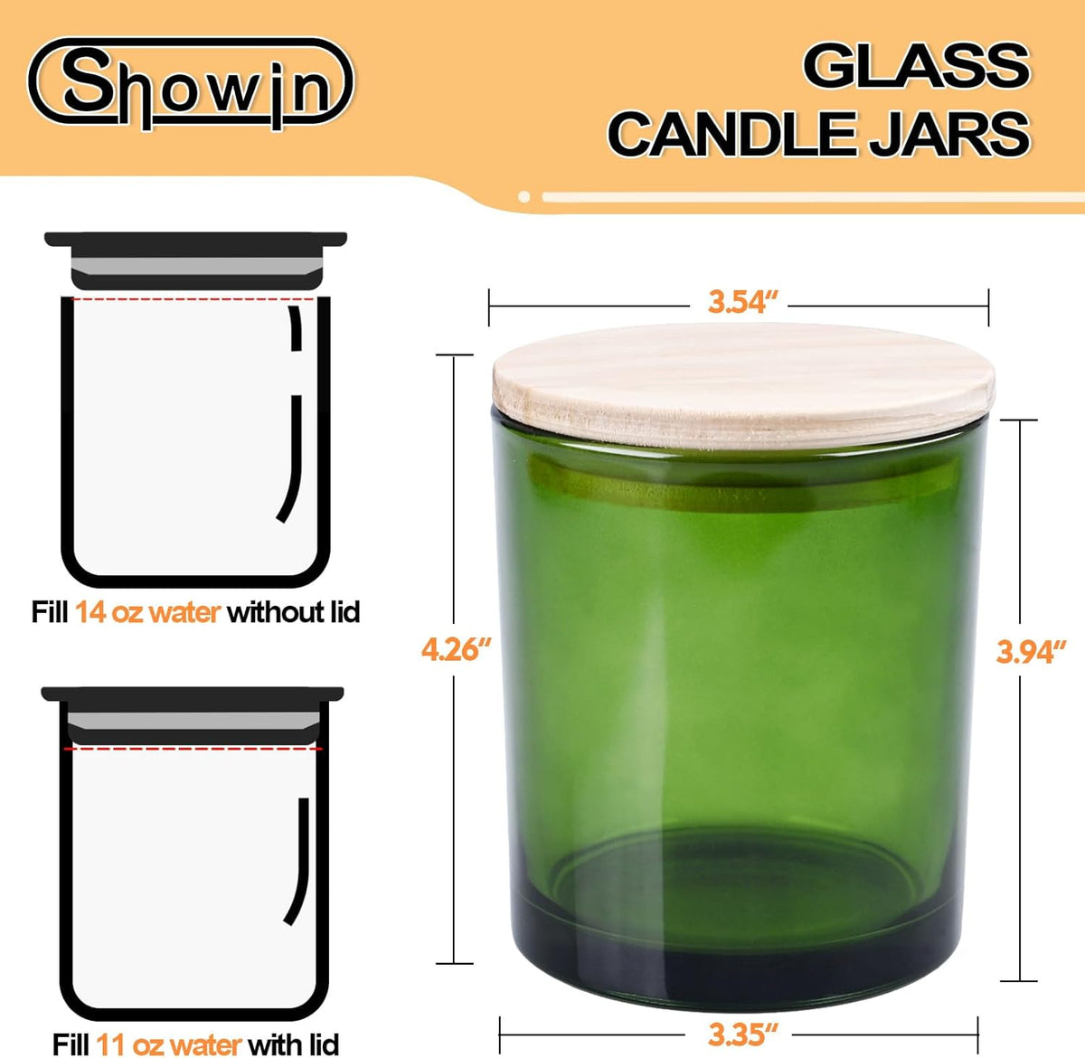 14 OZ Thick Candle Jars for Making Candles 12 Pcs, 3 Wick Empty Jars with Wood Lids for Candle