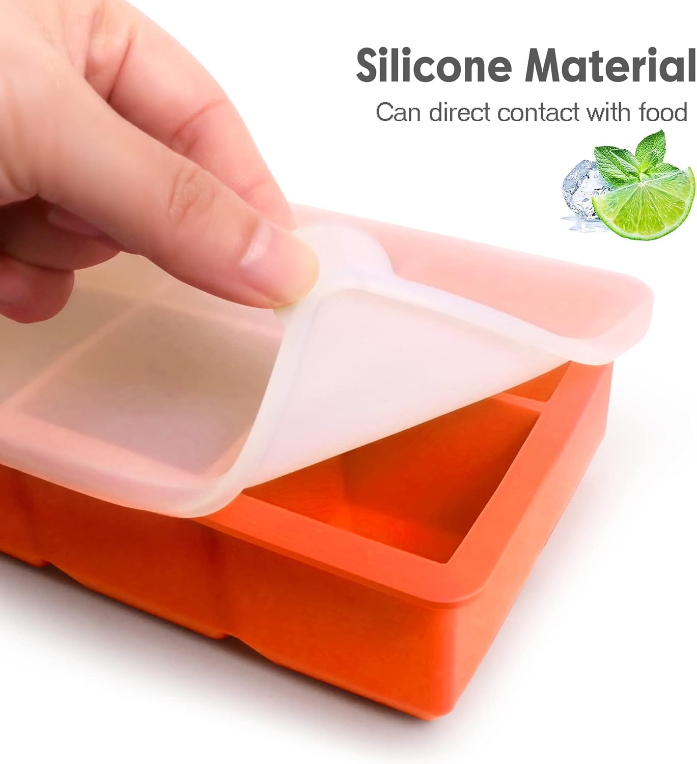 Silicone Ice Cube Trays with Lids,Large Square Ice Cube Molds for Freezer, Whiskey, Cocktail