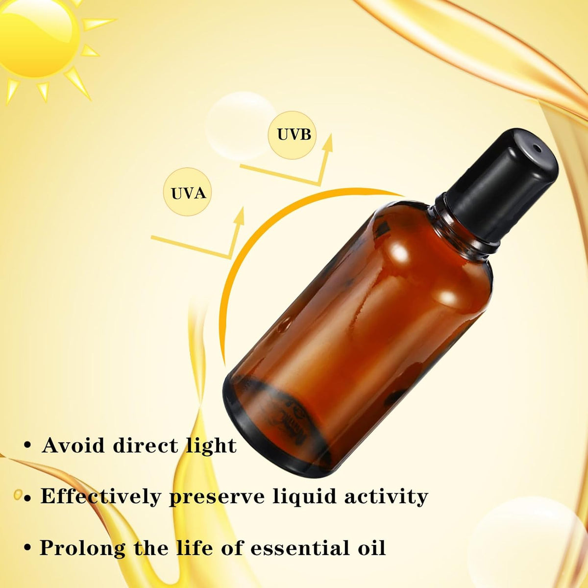 50ML Roller Bottles for Essential Oil, 3 Pack Empty Amber Glass Roller Bottle for Perfume Oil, Roll