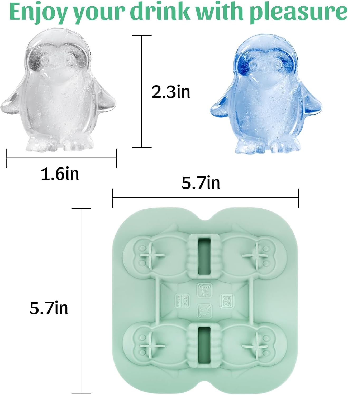 Silicone Ice Cube Tray,Penguin 3D Large Ice Cube Molds for Whiskey,Cocktails,Wine,Juice and