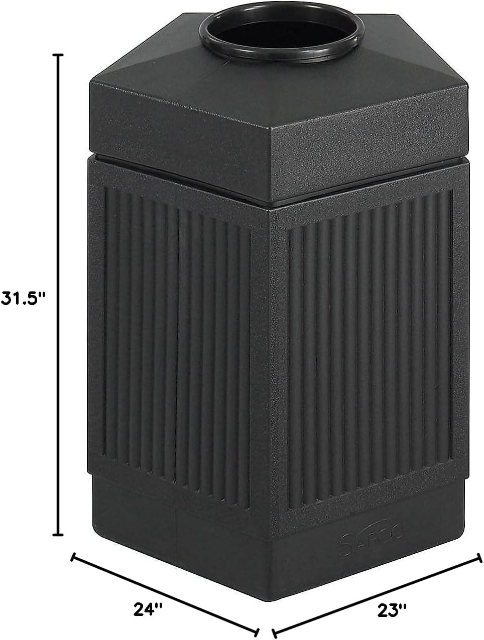 Safco Canmeleon Outdoor-Indoor Open Top Pentagon Trash Can 9486BL, Black, Decorative Fluted Panels