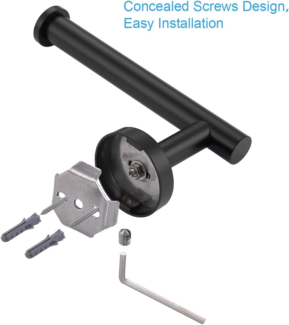 TASTOS Matte Black Toilet Paper Holder SUS304 Stainless Steel, Modern Round Tissue Roll Holders